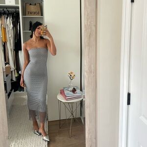 Zara silver shimmer rope bodycon dress. NWT